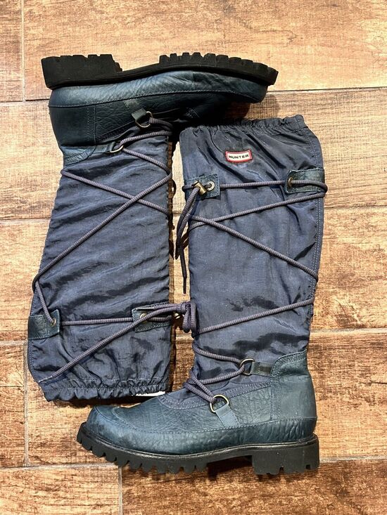 Hunter Shoes - Hunter Navy Blue Boots Summit Amazonia Hiking Waterproof Leather & Nylon Size 8